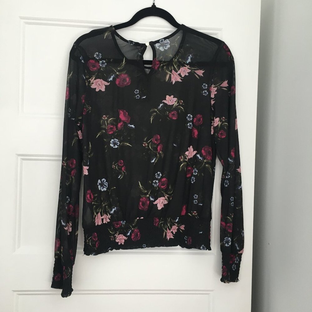 Floral Print Sheer Blouse